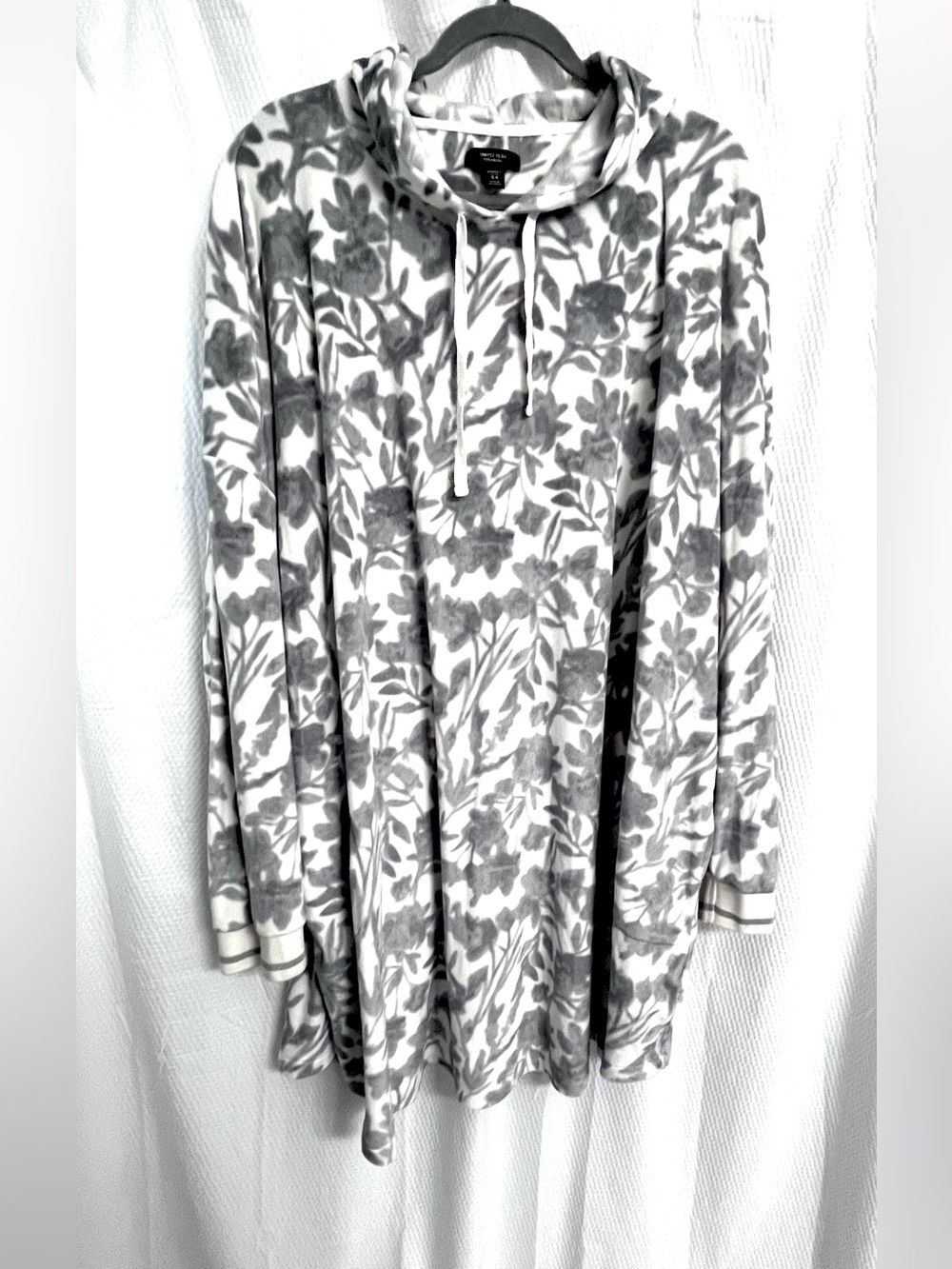 Simply Vera Vera Wang Gray/White Floral Lightweight Hoodie Nightgown